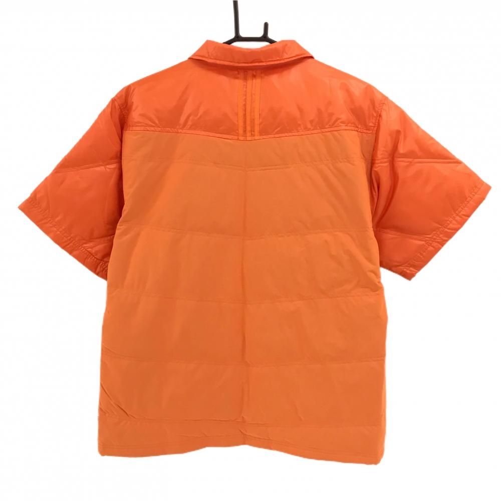 超 アディダス 半袖ダウンジャケット オレンジ×ライトオレンジ 光沢感 背面切替 メンズ O XG XL ゴルフウェア adidas