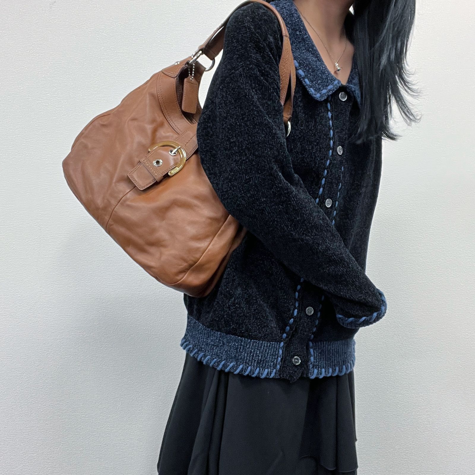 中古】COACH コーチ ハンドバッグ ショルダーバッグ ブラウン レザー 