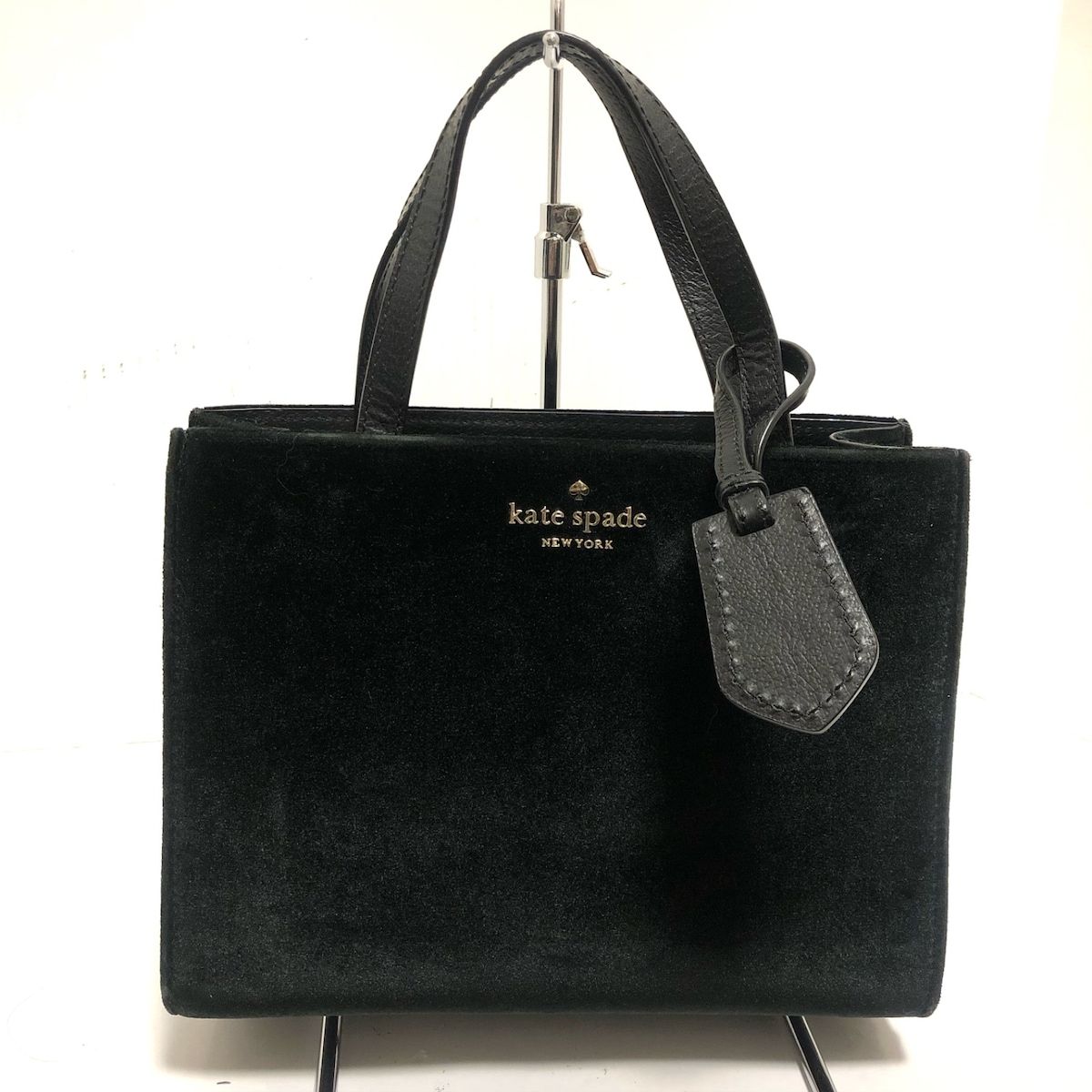 Kate spade(ケイトスペード) ハンドバッグ美品 - PXRU9257 黒 ベロア 