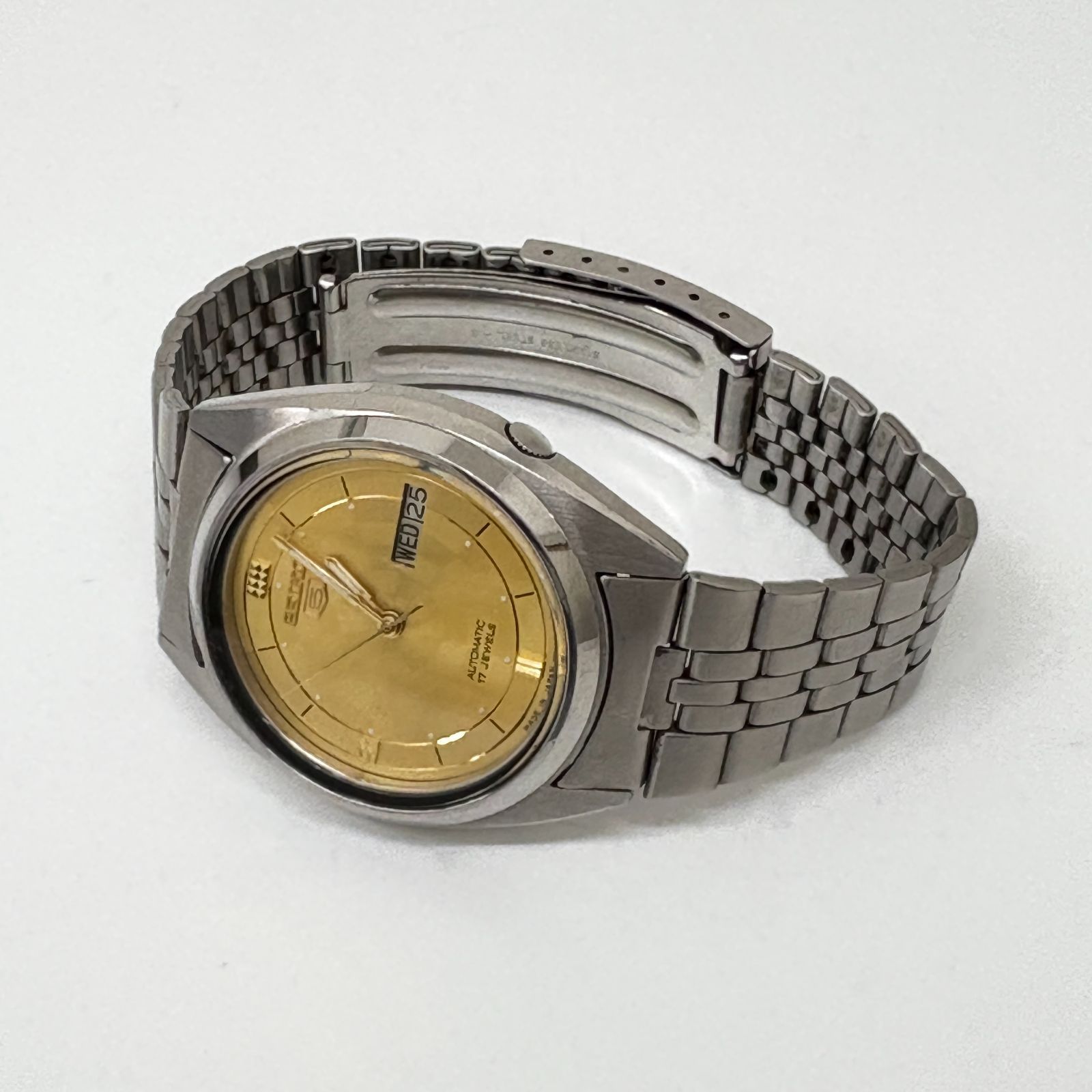 SEIKO セイコー5 自動巻きムーブメント ゴールド文字盤 デイ|デイト 17石 17JEWELS メンズ腕時計 7009-3181 ヴィンテージ