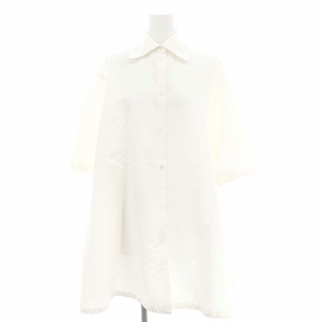 セルリ CELERI 23SS MINI DRESS ドゥーズィエムクラス取扱い ドレス ワンピース ミニ 五分袖 シャツ リネン混 36 オフホワイト |MI OS PN