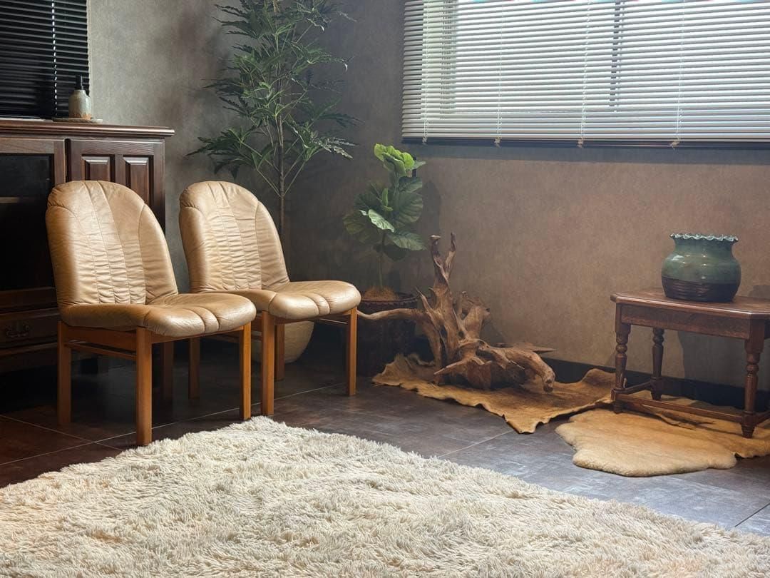 ②FUKURA フクラ　レザー　ヴィンテージ　レトロ　本革　ミッドセンチュリー ②FUKURA フクラ レザー ヴィンテージ レトロ 本革 ミッド