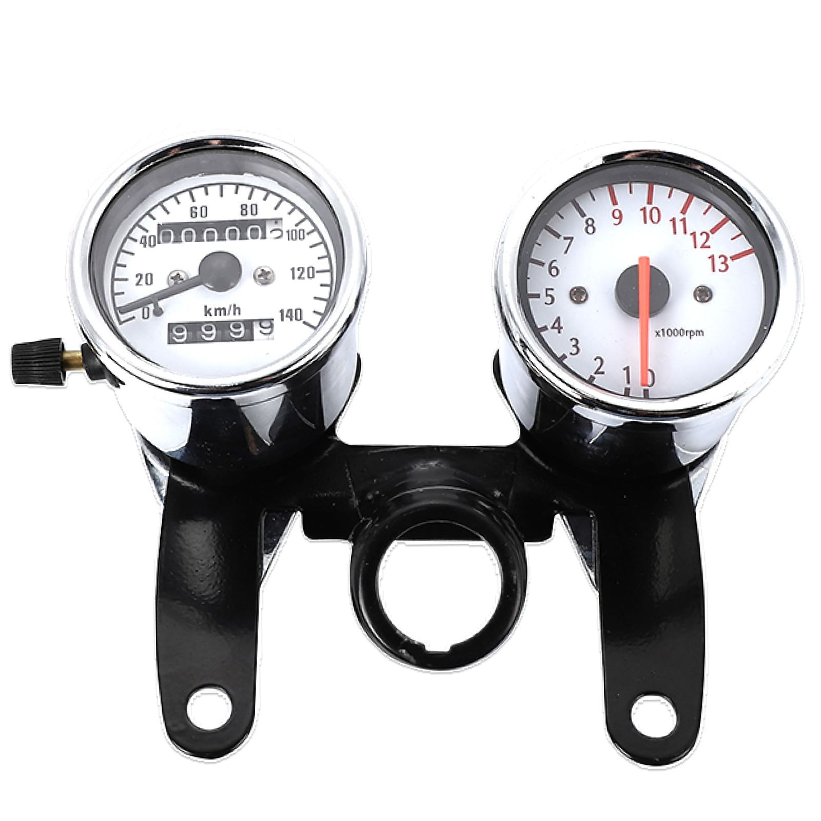 【人気商品】電気式 タコメーター 機械式 スピードメーター 60mm バイク 12V オートバイ セット ステー付き バックライト 汎用 モンキー ゴリラ (シルバー)