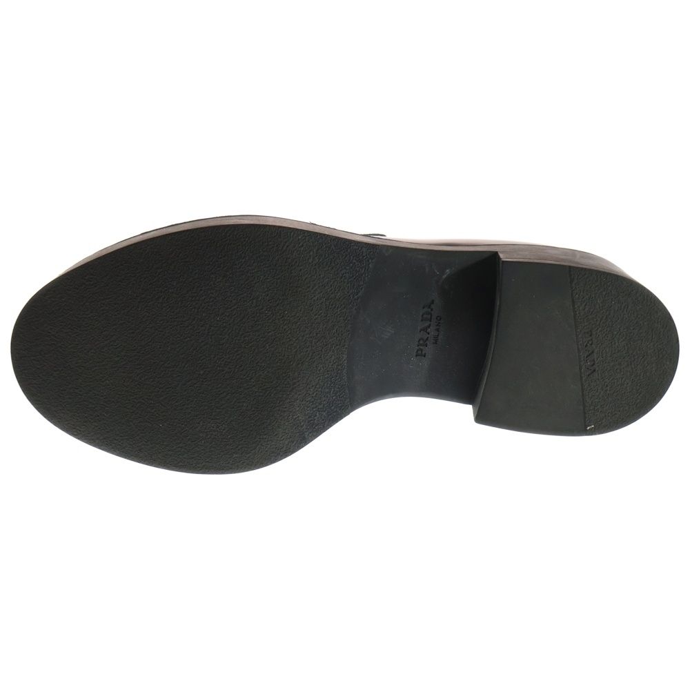 PRADA プラダ チョコレート トライアングルロゴプレート レザーローファー ローカットシューズ レディース ブラック KIN-KAAI_COM
