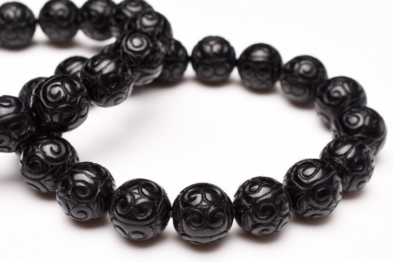 希少 モリオン(黒水晶) 12mm マニ車 ブレスレット 1個売り パワーストーン 天然石 _B1025-12