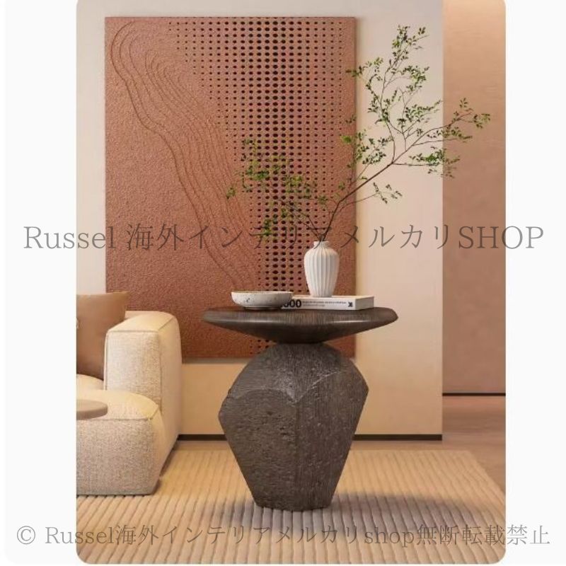 サイドテーブル 和風 芸術的 コンパクト おしゃれ かわいい インテリア 省スペース アーティスティック コーヒーテーブル 書斎 ブラウン