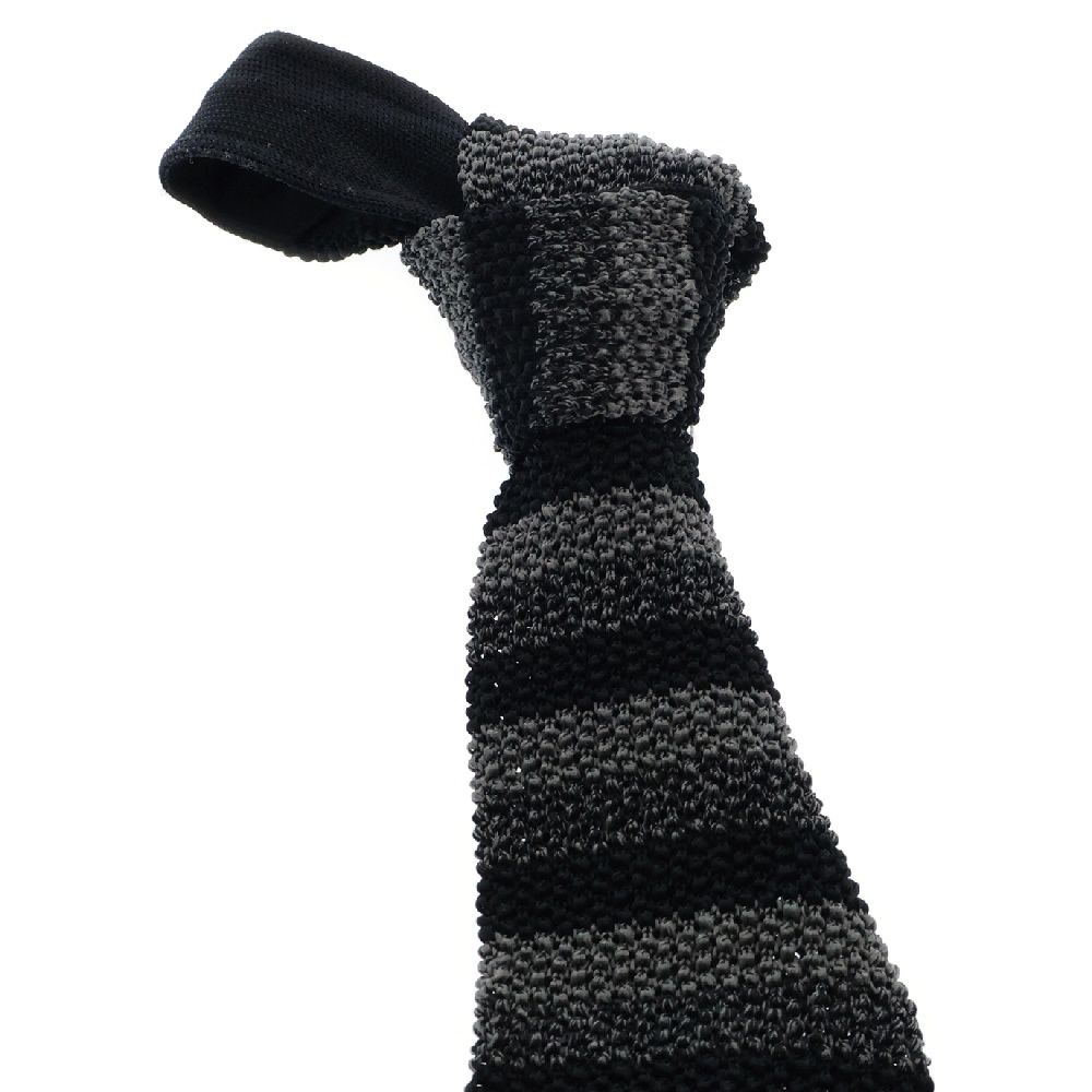 HERMES (エルメス) ボーダー シルク ニットタイ ネクタイ