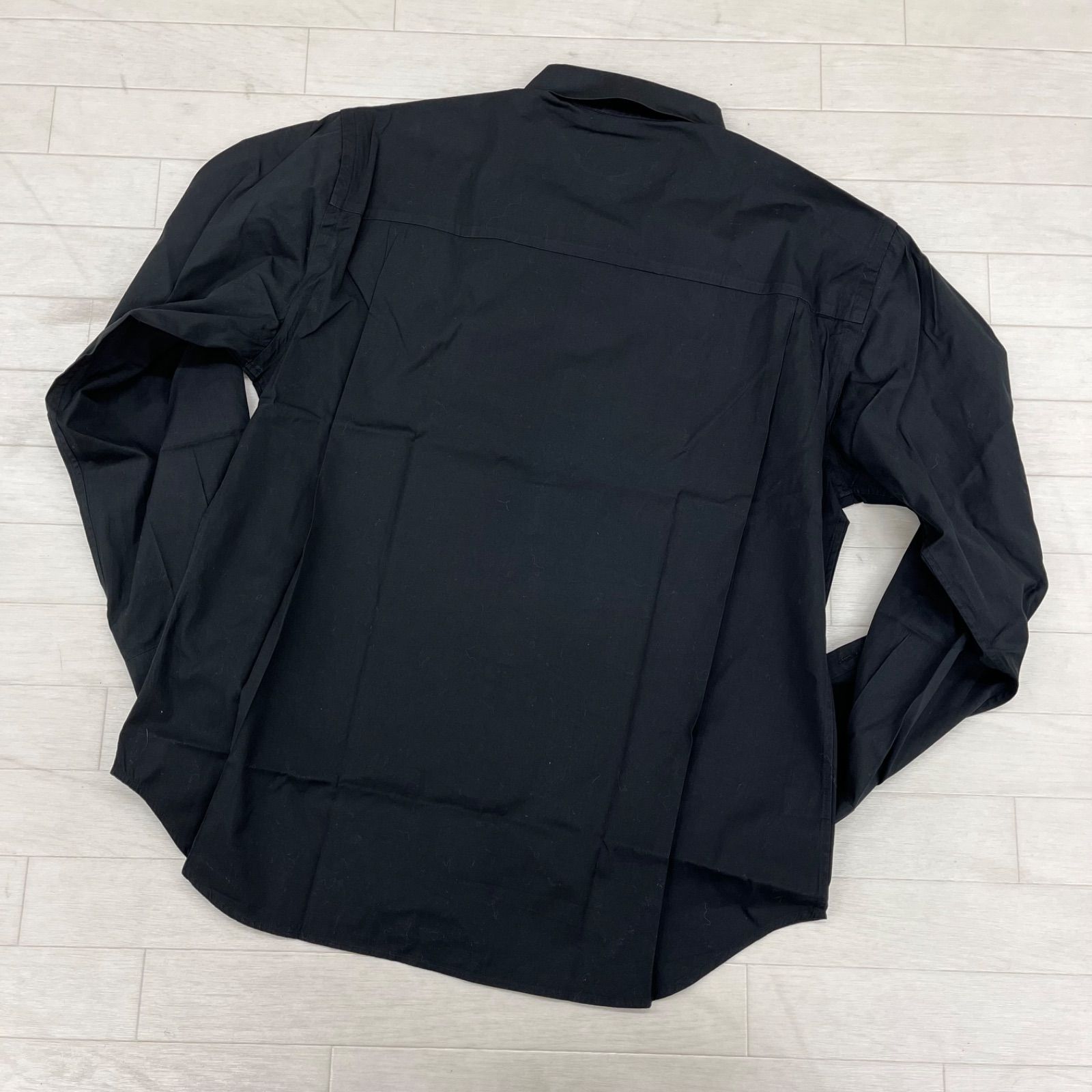 158◎ PRADA シャツ 長袖 マジックテープ ブラック メンズ40/15
