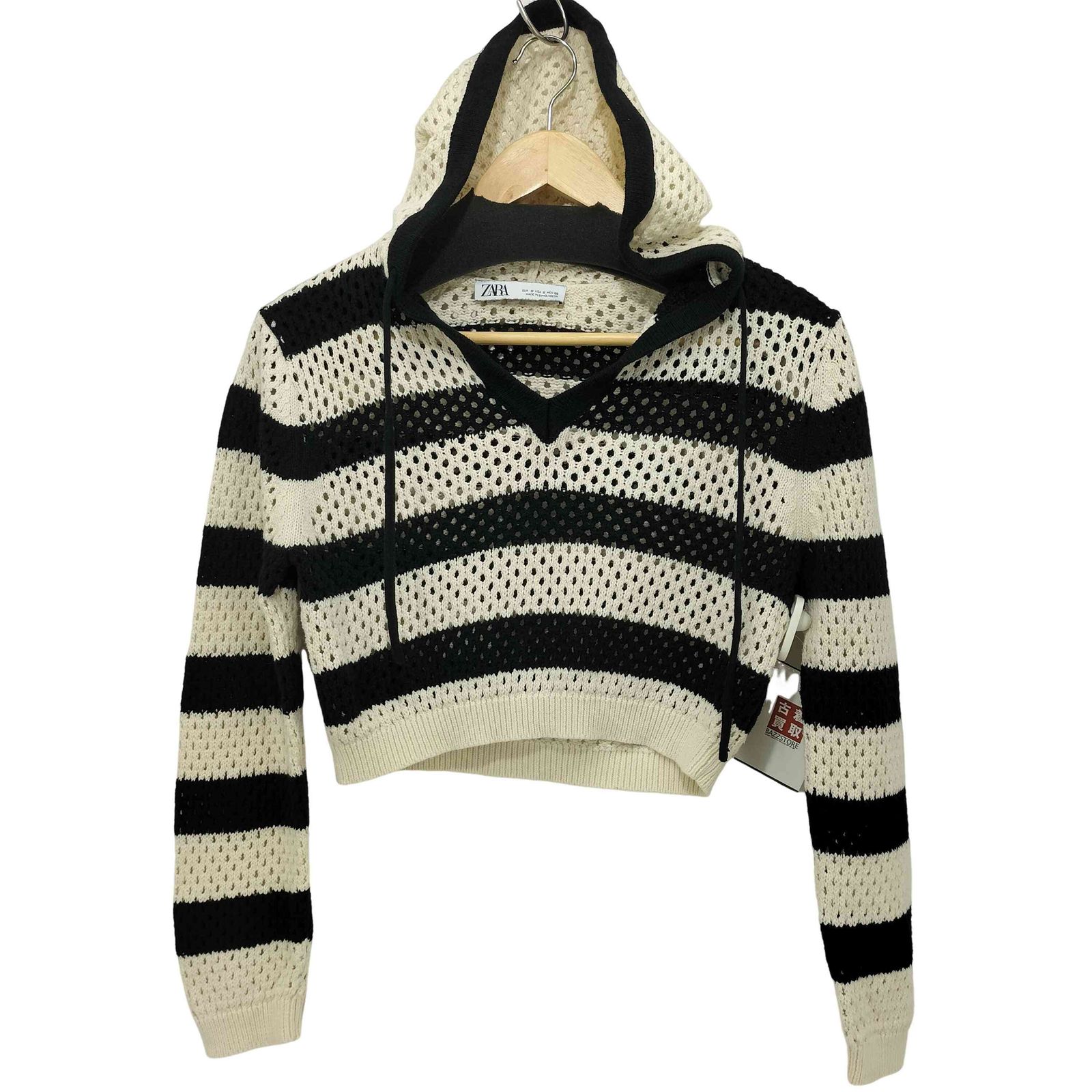 ザラ ZARA HOODED KNIT SWEATER WITH STRIPES Square One