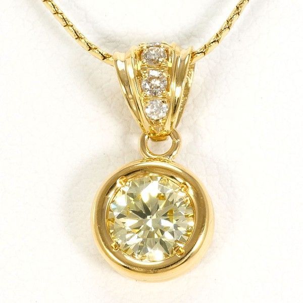 K18YG ネックレス necklace イエローダイヤ 0.50 VVS2 鑑定書 総重量約3.6g 約40cm