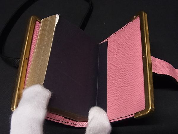 □極美品□ PRADA プラダ レザー メモ帳 ブック型 キーホルダー バッグ  