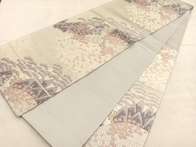 平和屋着物◎六通柄袋帯 唐織 貴船文 銀糸 正絹 逸品 BAAU5636hv