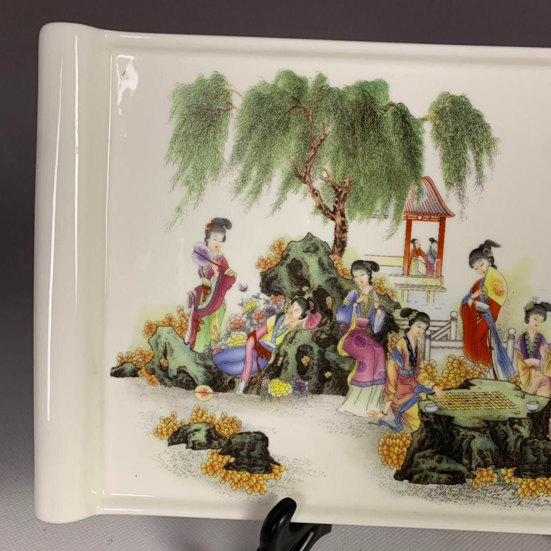 銅盤 果盤 茶盤 東坡愛竹屏風 茶盤 置物 装飾品 工芸品 美術品 景徳鎮 ?粉彩人物十二金釵図 茶盤 果盤 茶道具 装飾品 工芸品