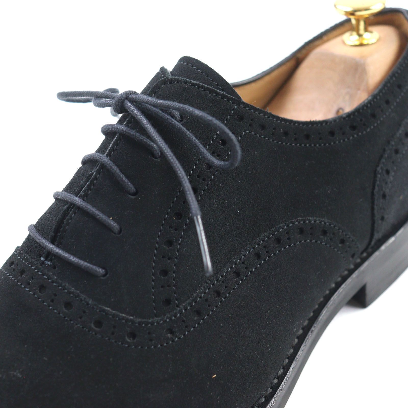  三陽山長 サンヨウヤマチョウ 13-105 スウェードレザー セミブローグ ストレートチップ ビブラムソール レザーシューズ ブラック 9 メンズ その他 ブーツ 革靴