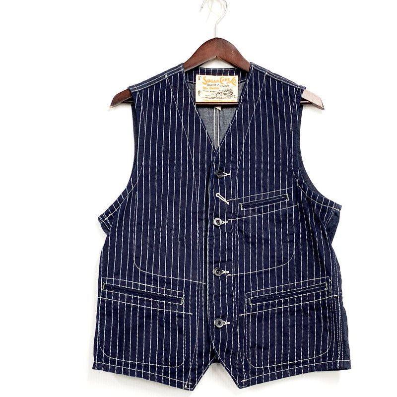 SUGAR CANE シュガーケーン 9oz. WABASH STRIPE WORK VEST SC12654 ウォバッシュ ストライプ ワーク ベスト トップス 145-250510-ay-10-izu