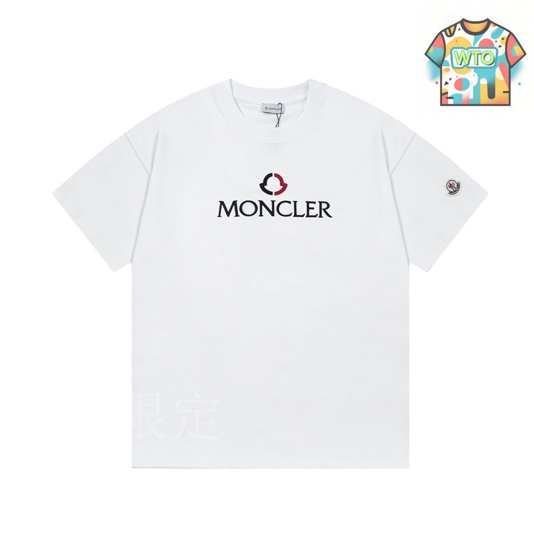MONCLER 刺繍ロゴ Tシャツ M ホワイト MONCLER モンクレール 刺繍ロゴ Tシャツ S ホワイト コットン