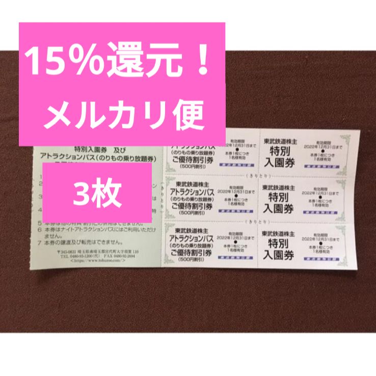 東武動物公園 入園券 3人分 3枚 - メルカリ