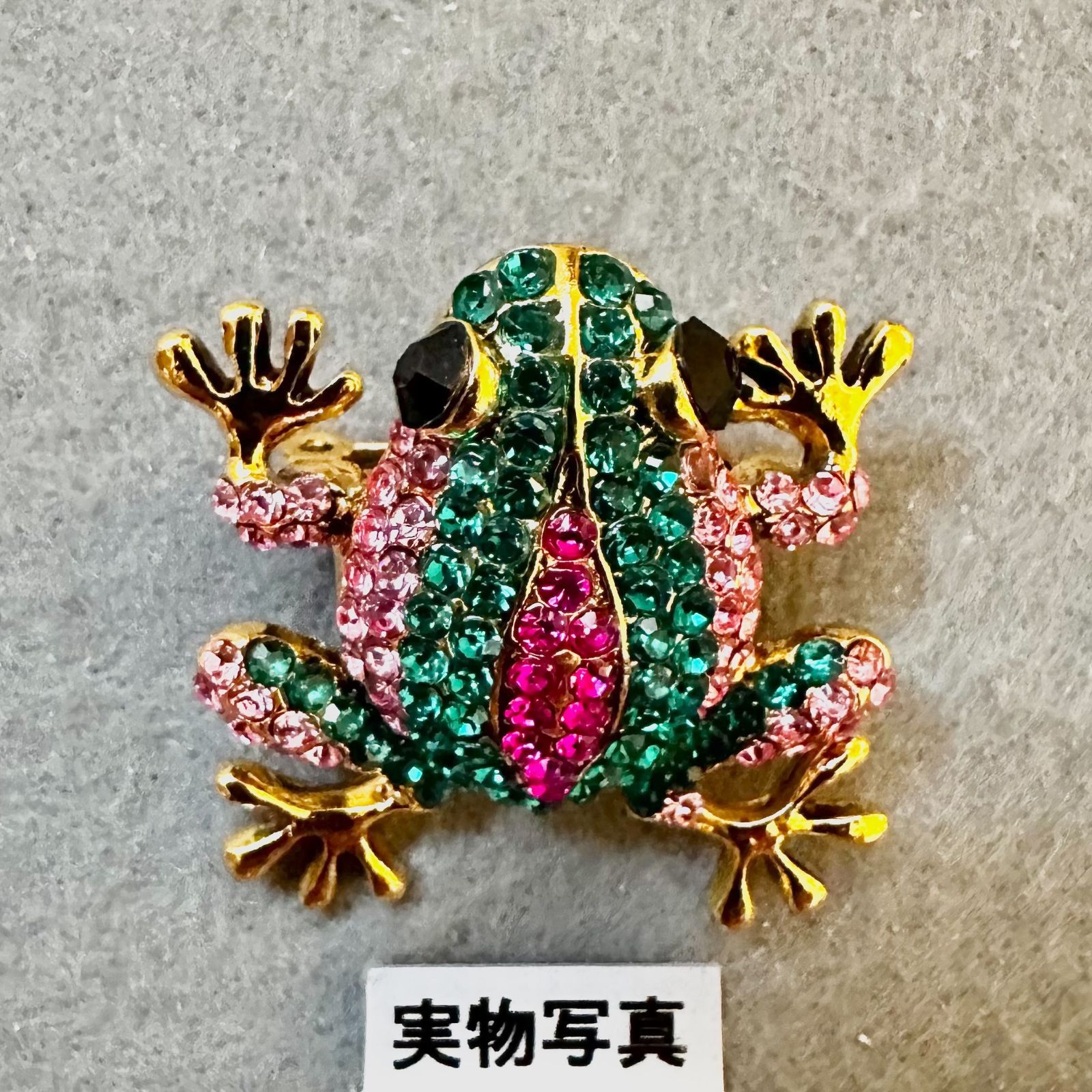 カエルのフルラインストーンブローチ | 光沢のあるジルコンメタル、カジュアルパーティー向け動物ブローチピン 105866 60038085666 |  ちこ工房 中国輸入アクセサリー専門店