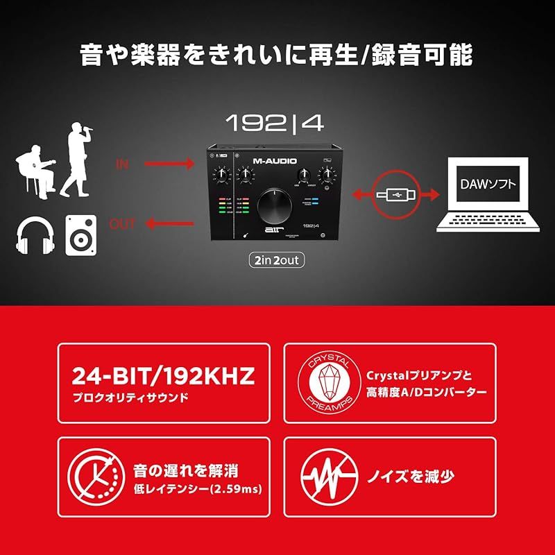 M-Audio USB USB-C オーディオインターフェース 2イン 2アウト 音楽