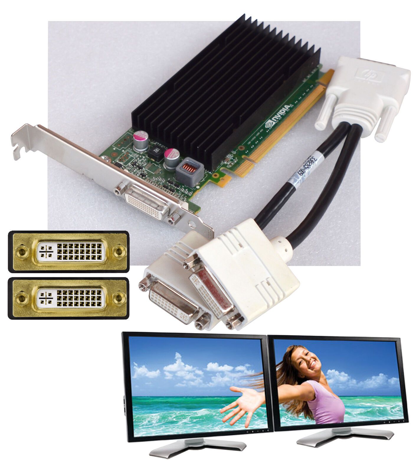 デュアルヘッド 512MB Nvidia Quadro NVS300 Pci-E 632486-001 グラフィック カード 2x スクリーン G55