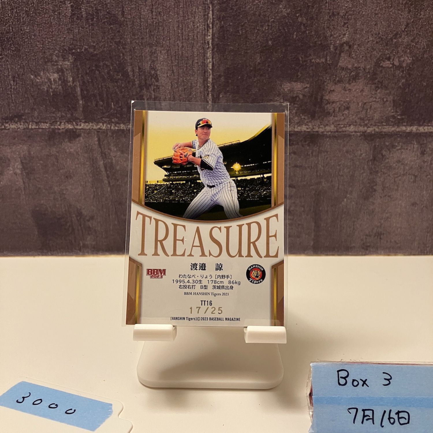 2023 BBM Treasure 渡邉諒 17/25 阪神タイガース Gold Parallel