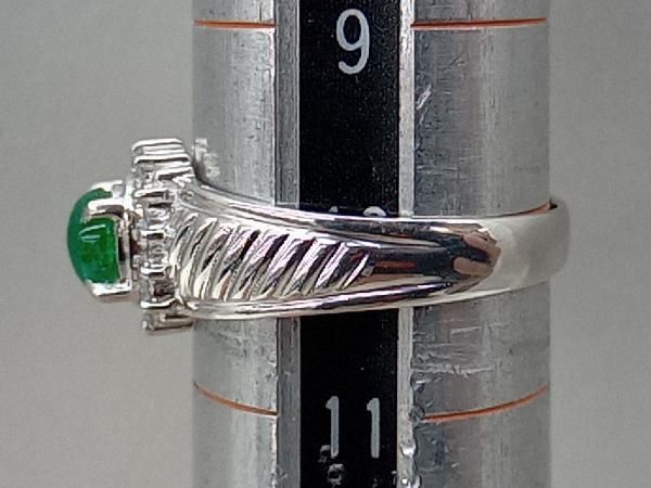 Pt900】プラチナ エメラルド0.32ct ダイヤモンド0.14ct 11号
