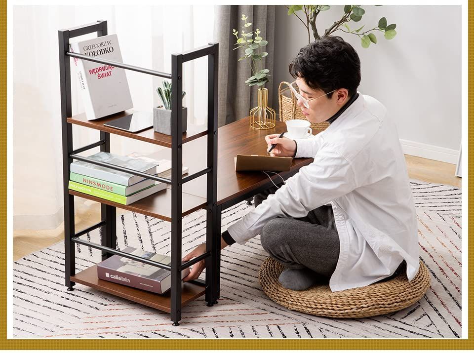 数量 一体分離両用 ロータイプ 3段シェルフ付 ローデスク パソコンデスク 木製 収納付 パソコンデスク 座デスク ミシン台 シェルフ付きデスク デスク付きシェルフ オーエスジェイ OSJ 書斎机 書斎デスク 学習机 勉強机