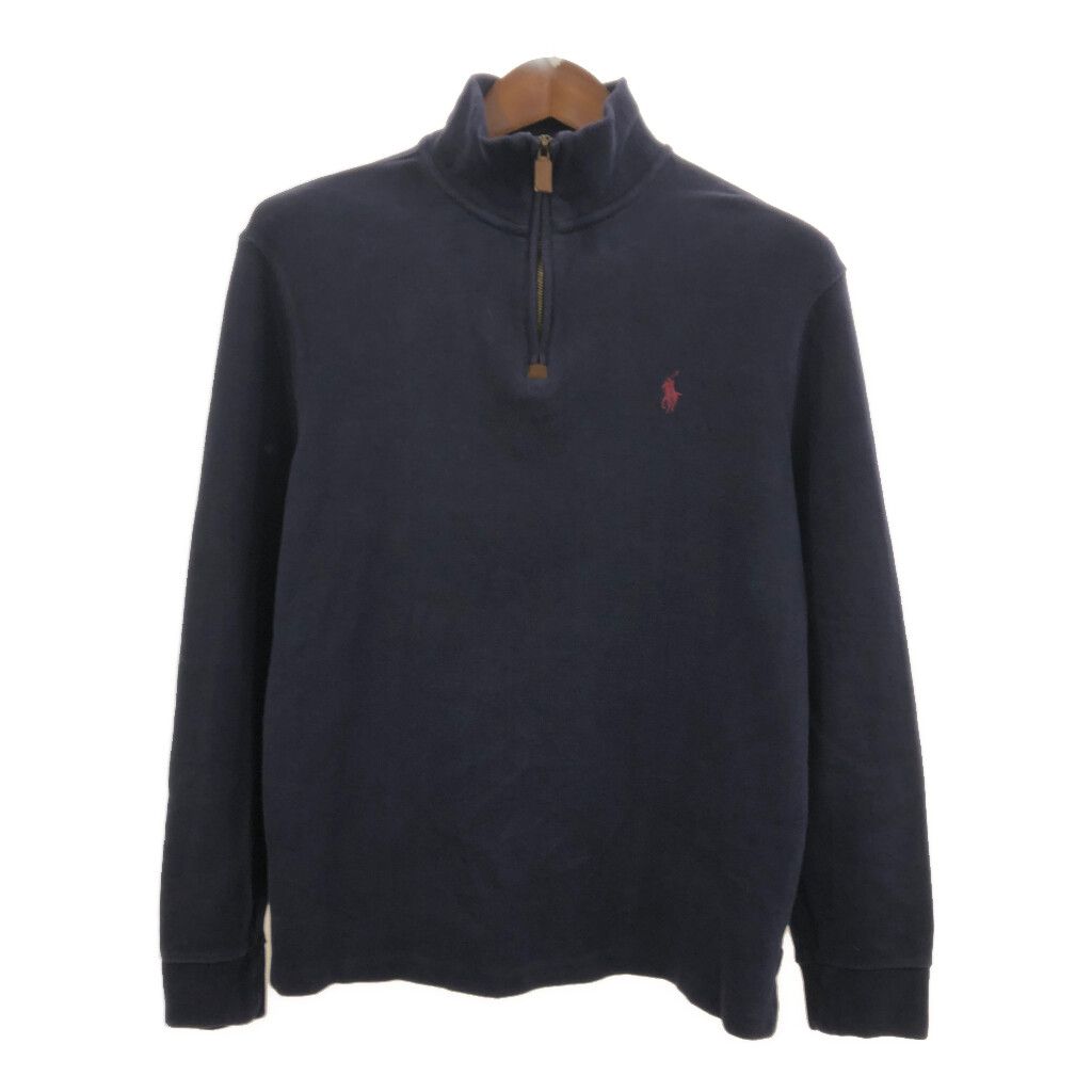Polo by Ralph Lauren ポロ ラルフローレン ハーフジップ ドライバーズニット セーター ネイビー (メンズ M) 中古 古着 Q8216