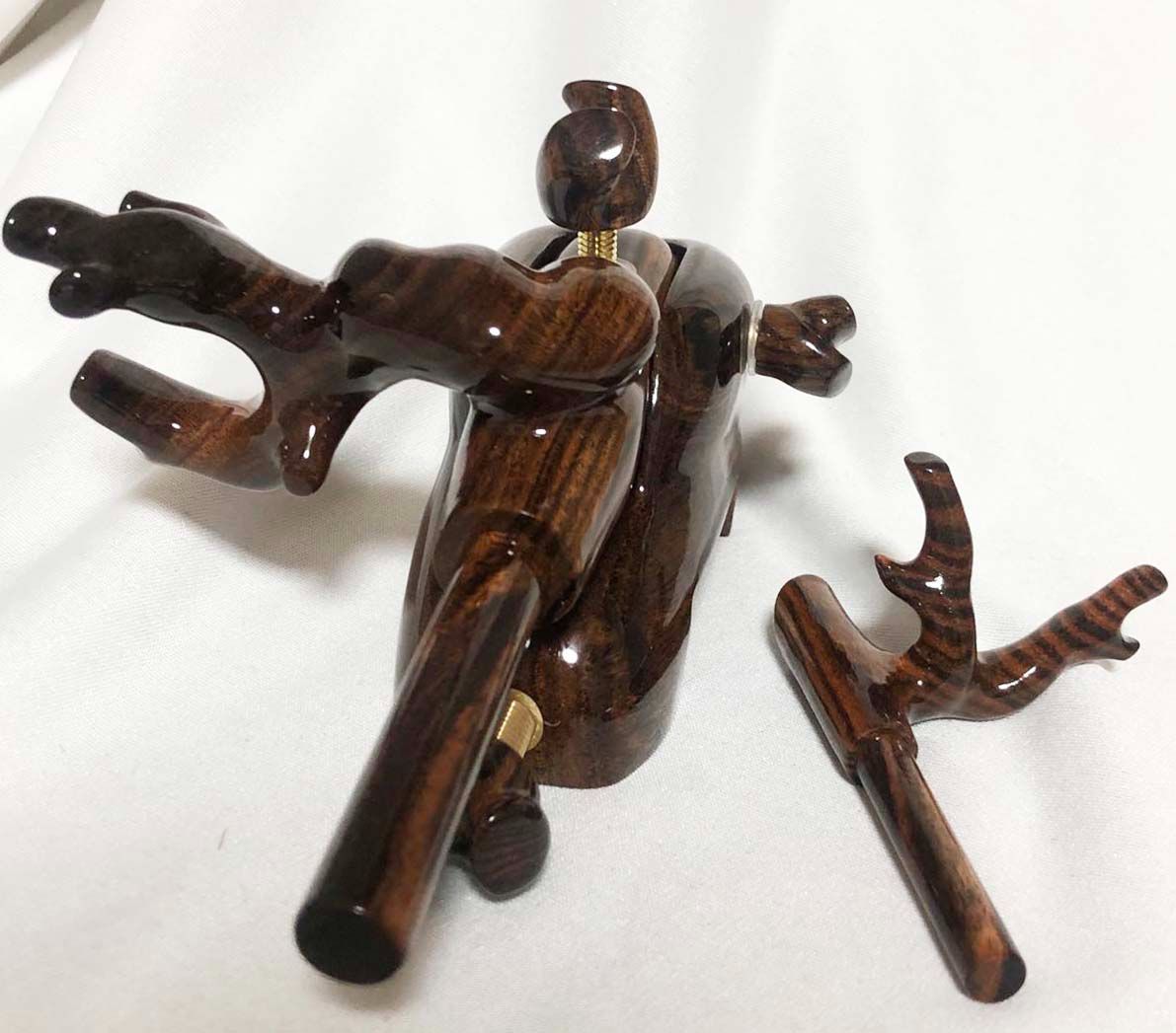 ヘラブナ万力 天然木黒金柿 大砲型万力 へら用品万力 竿枕袋付き