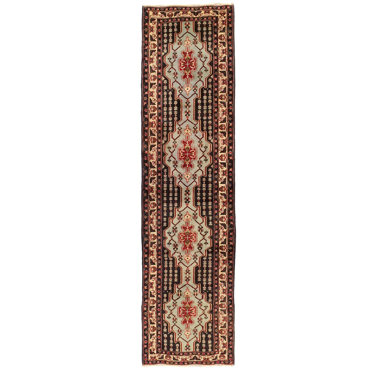 トルバトジャム 1960年代 3100×810mm セミアンティーク ダイヤモンドモチーフ 手織り - carpet-アンティークペルシャ絨毯 ヴィンテージラグ専門店 送料無料