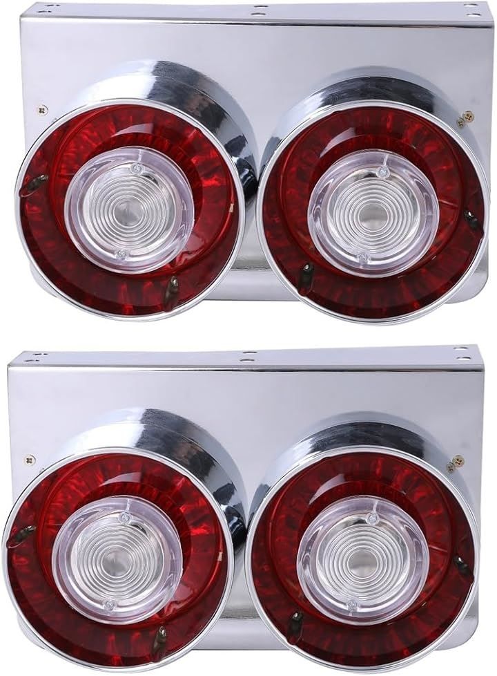 CustomDivine 24V 2連 丸型 テールランプ レトロ ロケット ウインカー 2個 左右 セット クリアー オレンジ レンズ 各種 小型 中型 トラック ダンプ デコトラ 等 汎用 社外品 クリアーレンズ