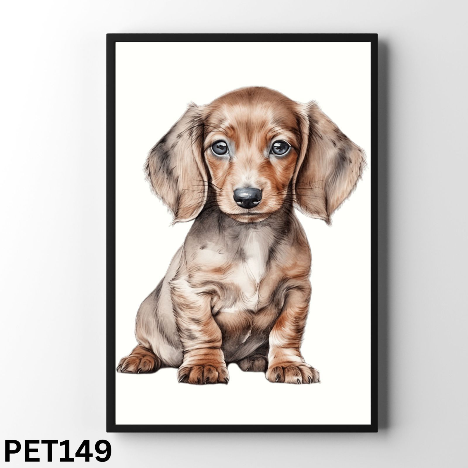 アメリカンヴィンテージ　Ruth Lais 長ーいダックスフンド　アクリル絵画 アートインテリア/キャンバス_A-C-62-4050 Danny the Dachshund