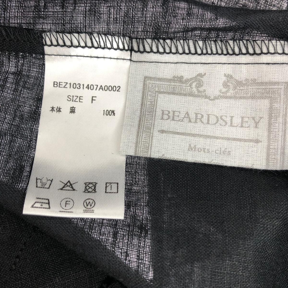 BEARDSLEY - 良好 BEARDSLEY ビアズリー リネンフリルハオリ ブラウス サイズ:F BEZ1031407A0002 ブラック 麻 レディース 　240001151426 良好 BEARDSLEY ビアズリー リネンフリルハオリ ブラウス サイズ:F