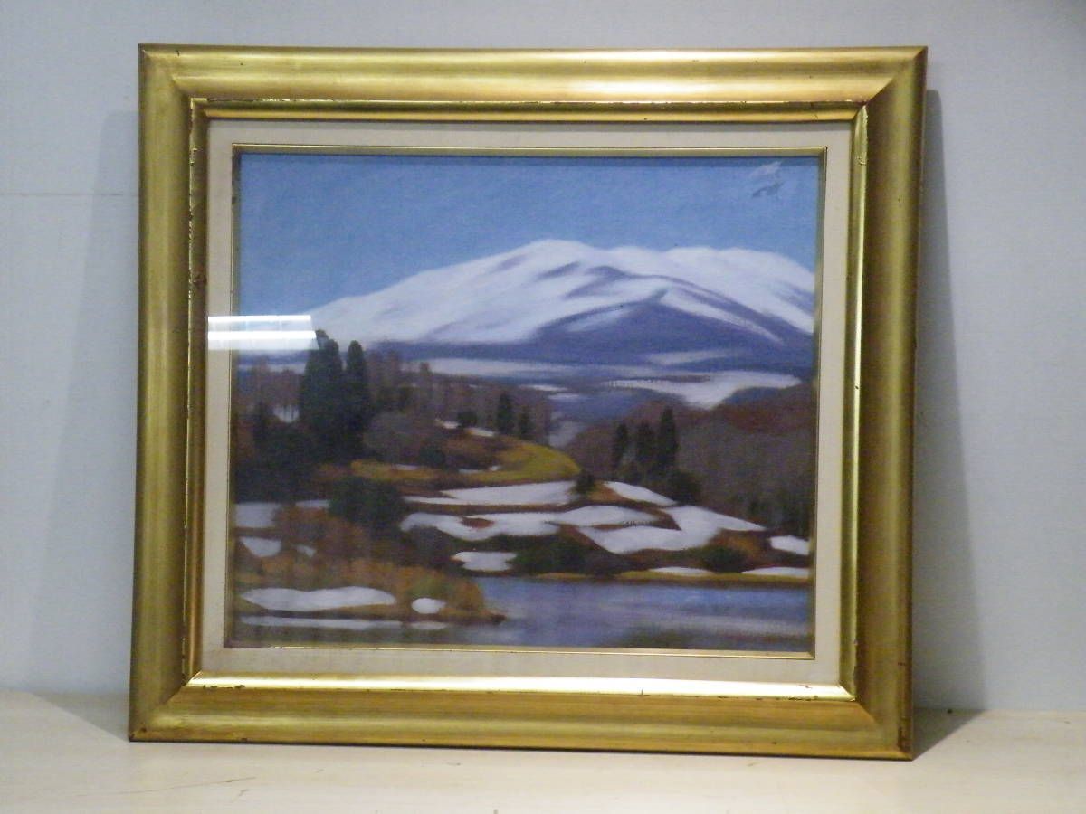 油絵 雪の湯殿山 山絵 額付 【佐藤辰作】洋画家 □A-1564 - メルカリ 
