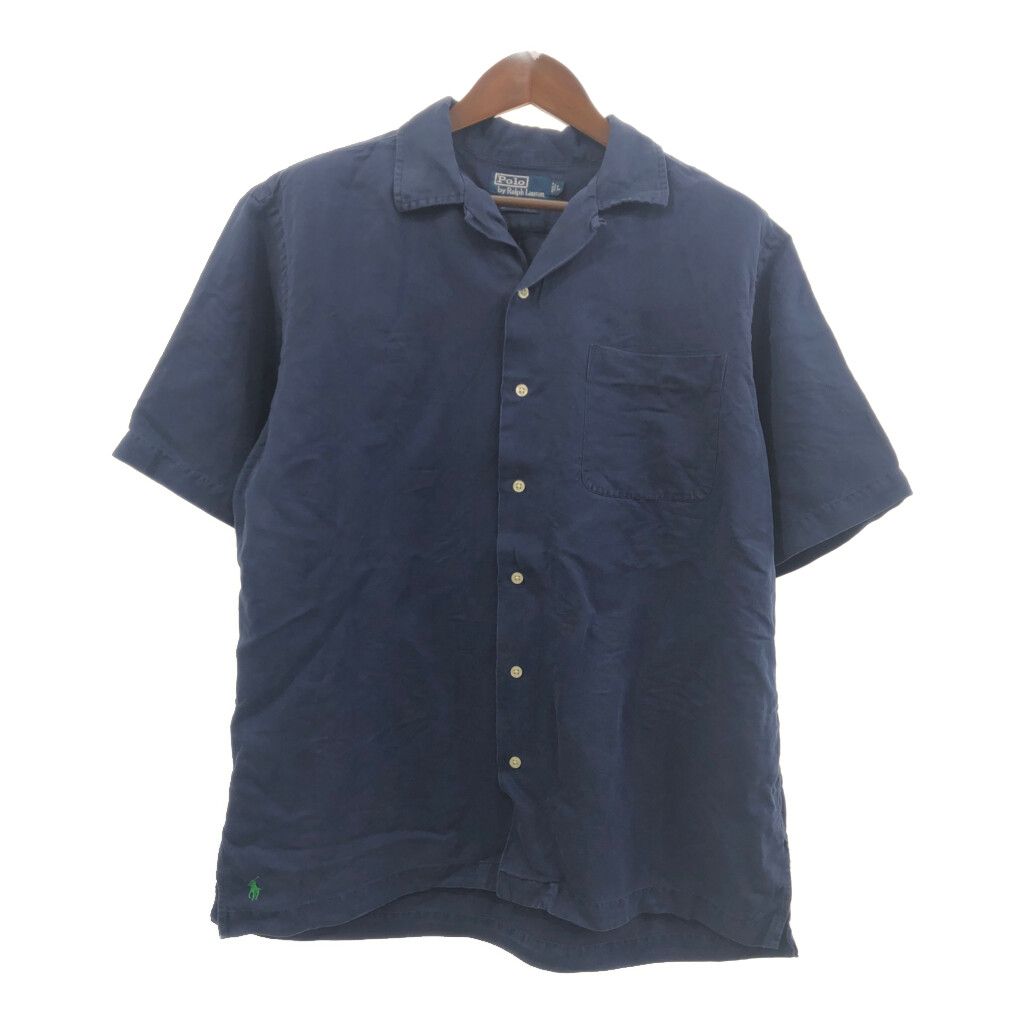 90年代 Polo by Ralph Lauren ラルフローレン CALDWELL シルク リネン 開襟シャツ オープンカラー ネイビー (メンズ  L) 中古 古着 Q6178 - メルカリ