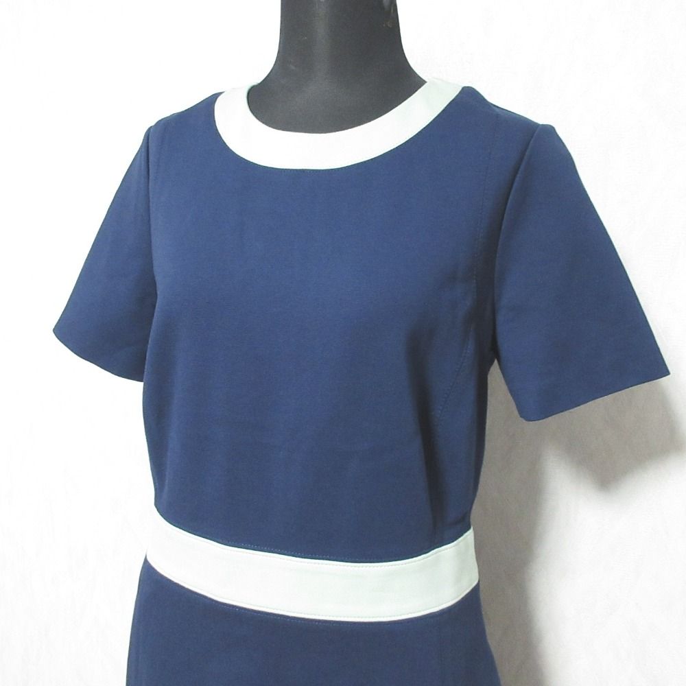 美品トリーバーチ　ワンピース　総柄　ネイビー　ホワイト　TORY BURCH S Tory Burch ワンピース【美品】 美品トリーバーチ ワンピース 総柄