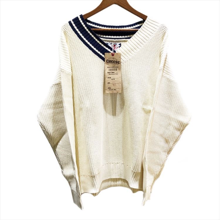 未使用品 SON OF THE CHEESE サノバチーズ ASYMMETRY V KNIT #WHITE 