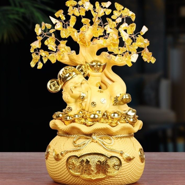 金のなる木 富の神 神様 クリスタルツリー 金色 黄金 招財樹 貯金箱