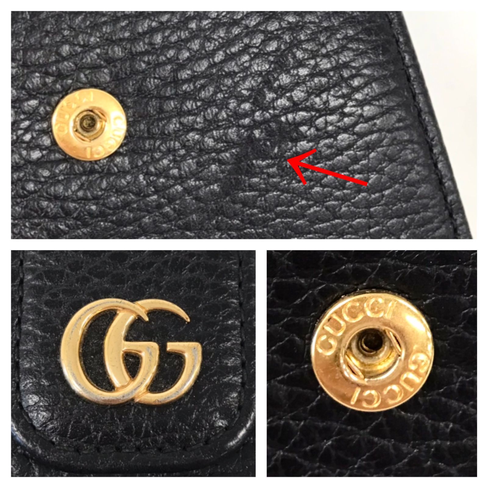 θ GUCCI プチマーモント 二つ折り財布 523193・1147 ブラック