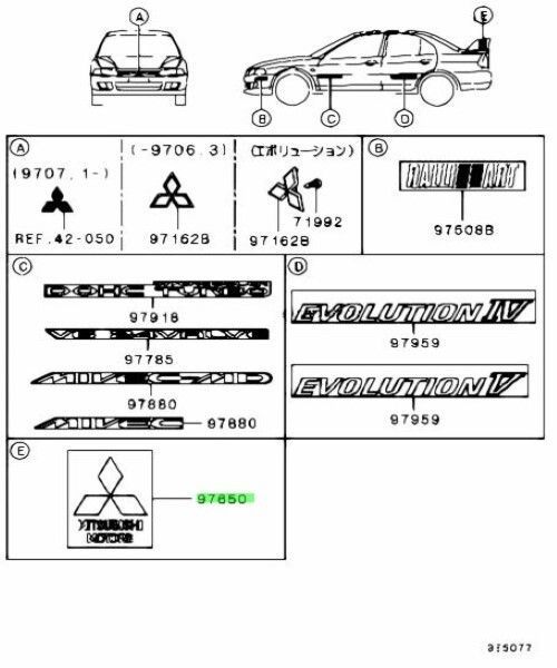 ミツビシ 純正 ランエボ 6 CP9A デカール ステッカー スリーダイヤ LANCER EVOLUTION 6 Three Diamond  Decal Mitsubishi 未使用 三菱