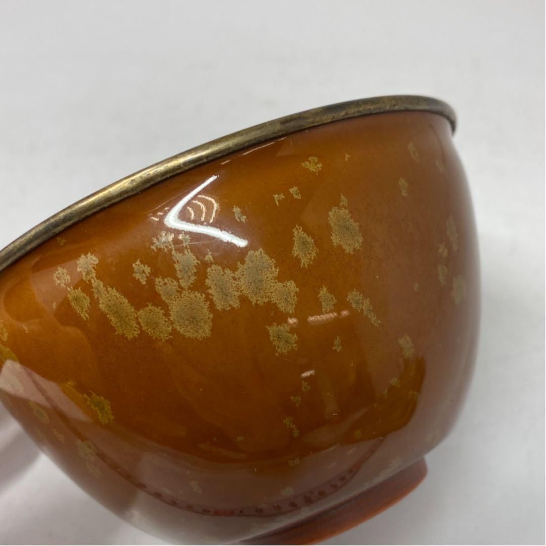 加藤藤山　銘 和　金結晶　天目茶碗　共箱　タニチ　東さ5-0414① 加藤藤山 銘 和 金結晶 天目茶碗 共箱 タニチ 東さ5-0414①