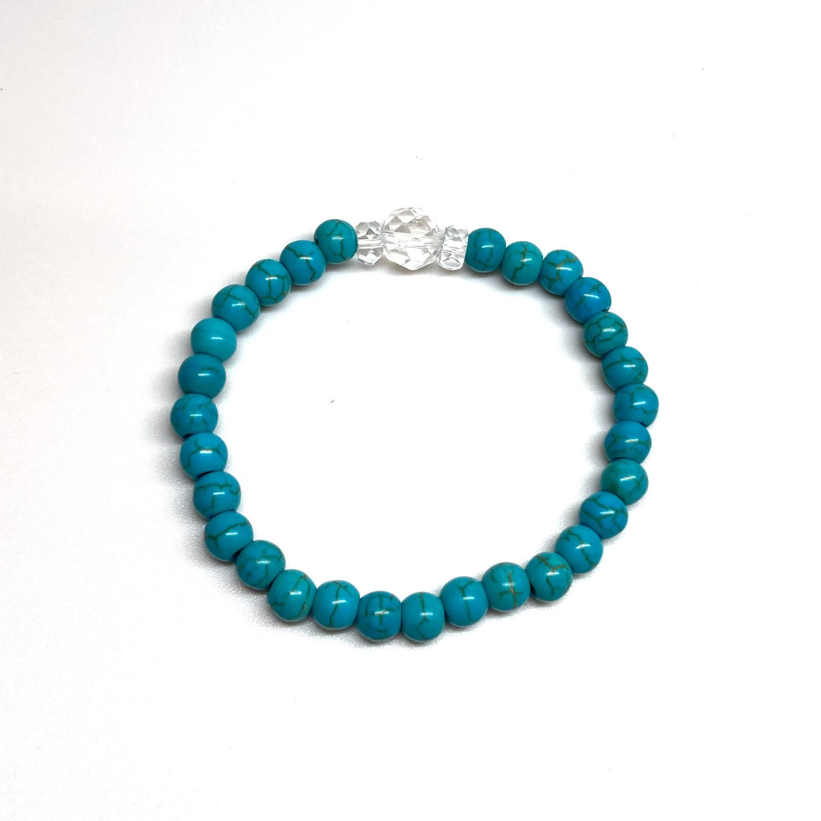 64面水晶 -ターコイズ ブレスレット パワーストーン 8mm×6mm メンズ レディース 男性 女性 お守り ハンドメイド NEXPOTALLINN_EU