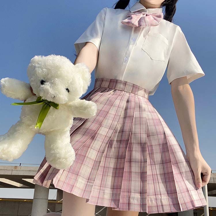 制服 スカート 2点セット 蝶結び+スカート チェック柄 プリーツ