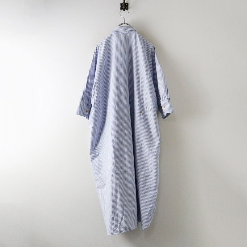 フォーティーファイブアール 45 R スーピマオックスのビッグシャツドレス ｜サックスブルー プルオーバー 半袖 ワンピース