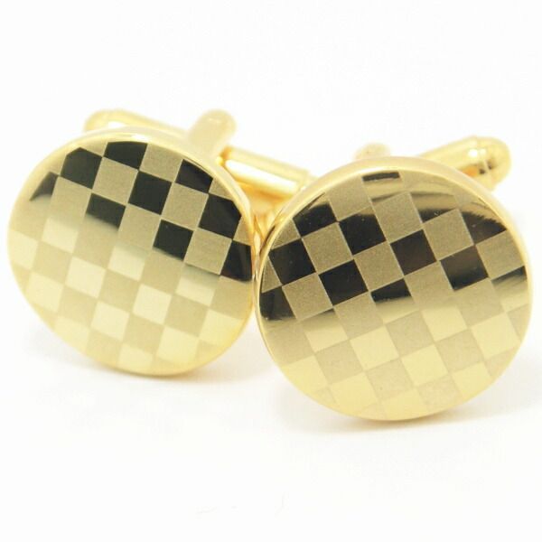 ゴールド スモールチェック ラウンド カフス カフスボタン カフリンクス cufflinks cuffs メンズ 男性 ゴールド スーツアクセサリー専門店 父の日 ギフトにも 誕生日 プレゼント プチギフト おし