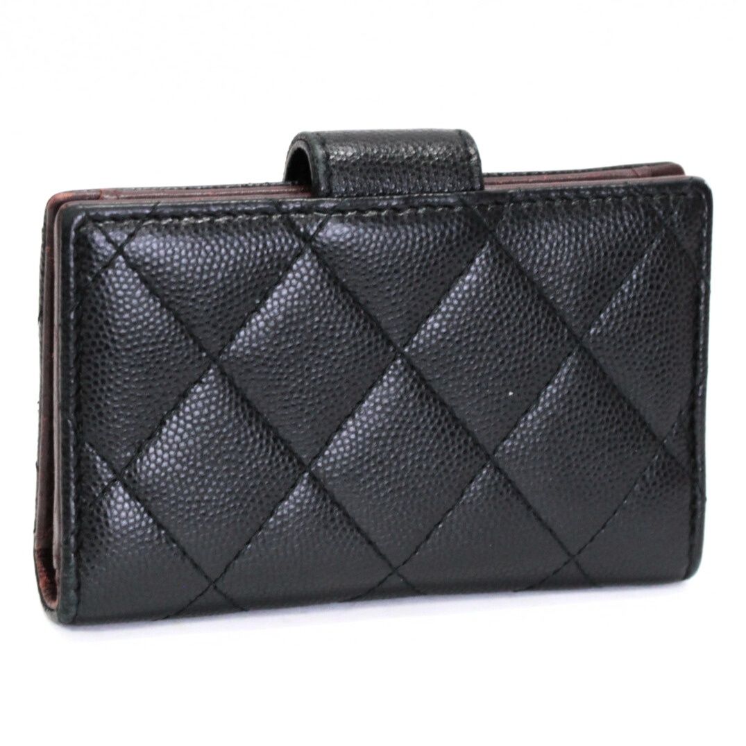 シャネル CHANEL マトラッセ 二つ折りカードケース コインケース 名刺入れ ココマーク キャビアスキン 黒 30番台 71717