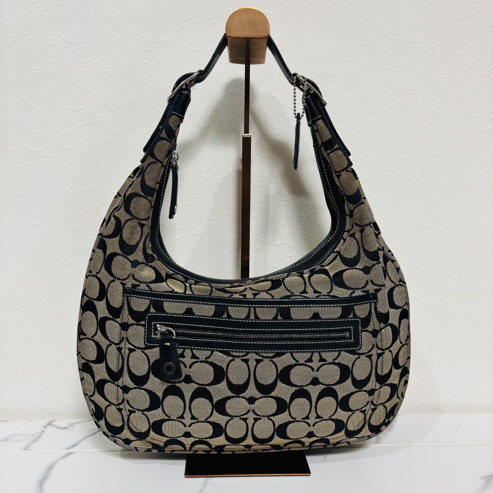 ✨美品✨ コーチ アクセサリーポーチ ワンショルダー 7027 シグネチャー 良品】COACH 7027 シグネチャー アクセサリーポーチ レザー ピンク