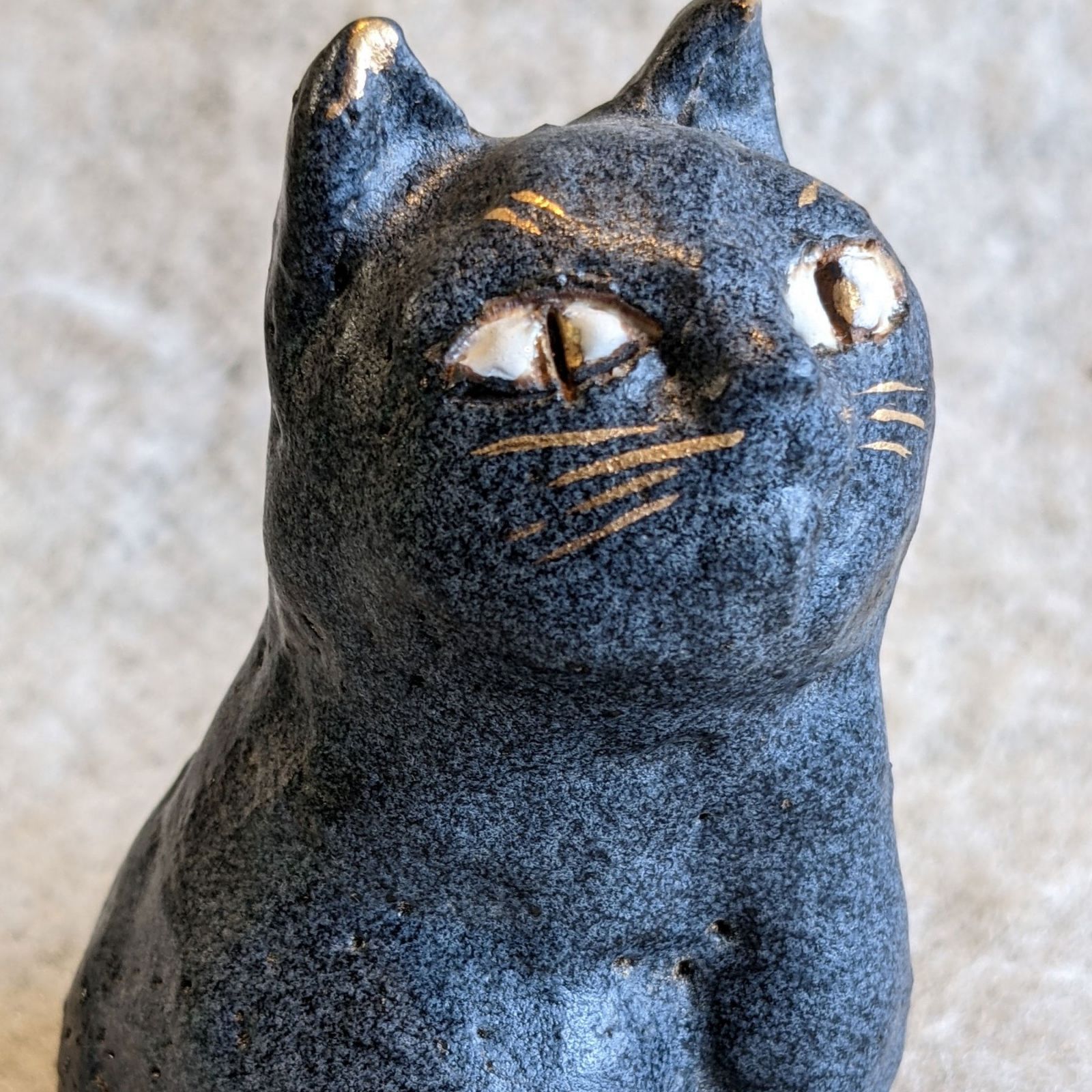 ささきようこさん作 陶人形 黒猫 紺釉金描 小 - メルカリ