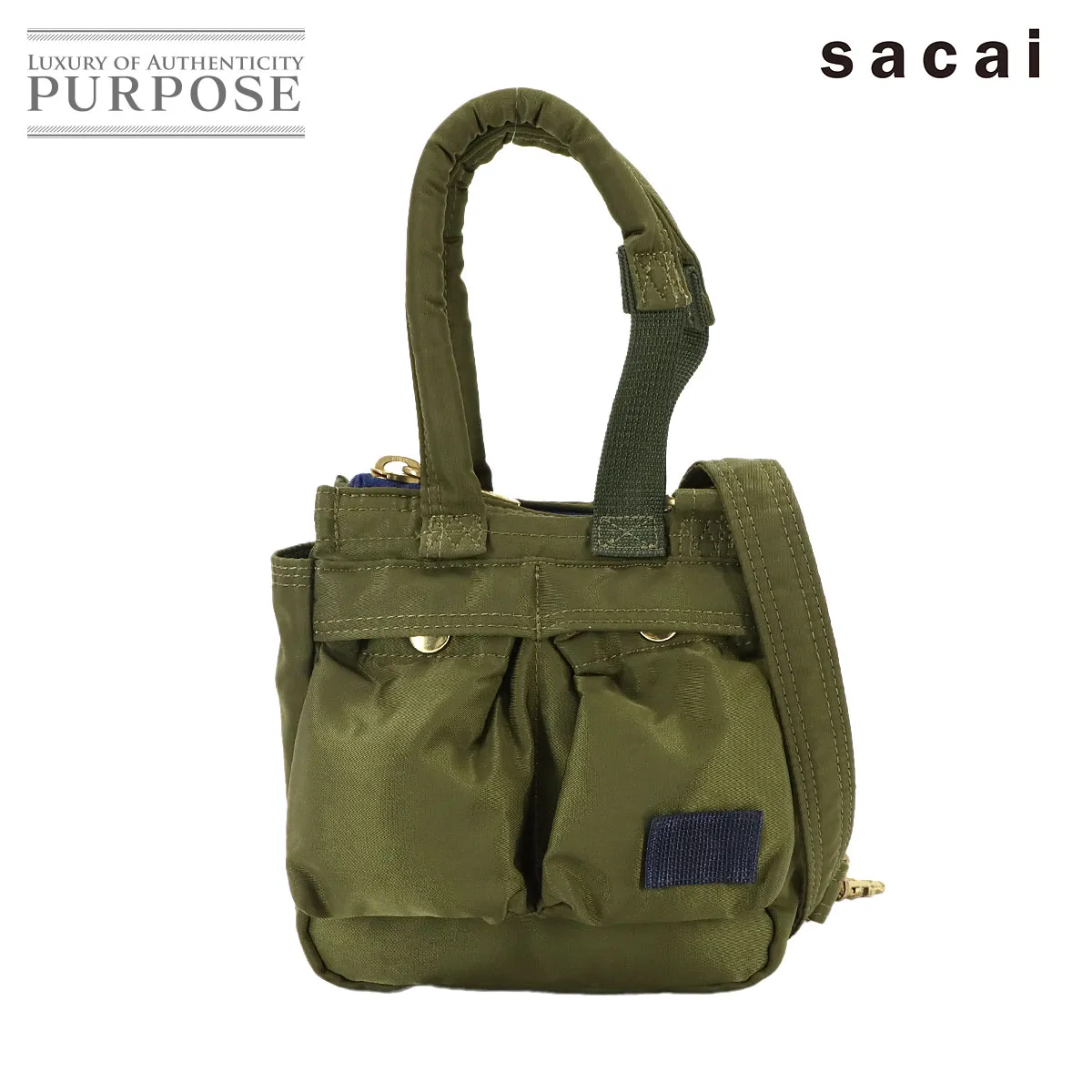 ★(中古美品)SACAI×Porterナイロン トートバッグ★ sacai×PORTER ナイロントートバッグ ライトグリーン サイズ