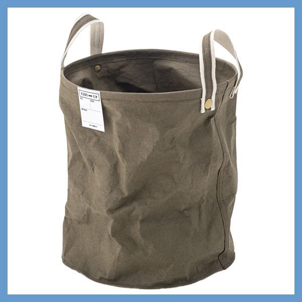 ６Ｐセット クラフト紙バスケット 丸型 φ35×H40cm No.213 カーキ